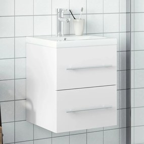 Armário de casa de banho com lavatório embutido branco