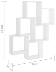 Estante de parede cúbica derivados de madeira branco brilhante