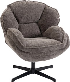 HOMCOM Poltrona Wingback Moderna, Poltrona com Braços em Veludo e Base Estrela de Quatro Pontas, Molas em S, Função de Giro 360°, Cinza | Aosom Portugal