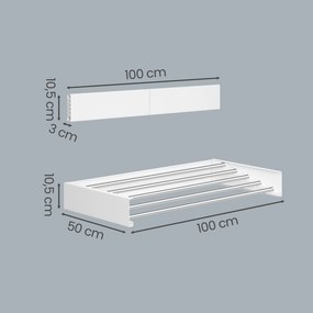Estendal de roupa de parede extensível 100 x 50 x 10,5 cm, secador de roupa dobrável com 6 varas, que poupa espaço, para interior e exterior branco