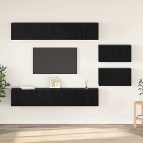 vidaXL Conjunto de móvel de TV com prateleira Outros com armazenamento com porta 6 pcs Carvalho Preto