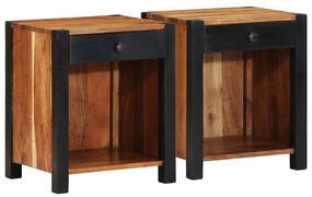 vidaXL Armários de Cabeceira 2 pcs 40x35x50 cm Madeira Sólida de Acácia