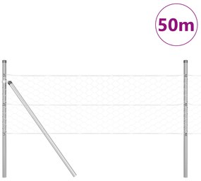 Cerca Hexagonal vidaXL 0,5x50 m de Aço Galvanizado