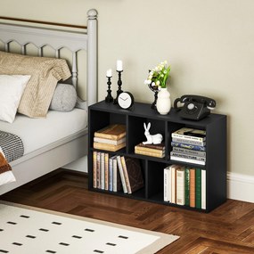 Estante com 5 compartimentos 50 x 24 x 80 cm, para sala de estar, quarto ou escritório, preta