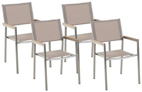 Conjunto de 4 cadeiras de jardim em metal e tela creme GROSSETO Beliani