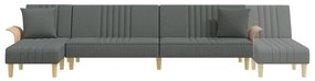Sofá-cama em forma de L 279x140x70 cm tecido cinzento-escuro