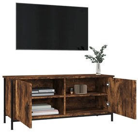 Móvel TV c/ portas 102x35x45 cm deriv. madeira carvalho fumado