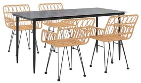 5 pcs conjunto de jantar p/ jardim vime PE