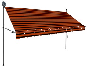Toldo retrátil manual com LED 300 cm laranja e castanho