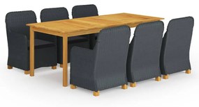 vidaXL 7 pcs conjunto de jantar para jardim cinzento-escuro