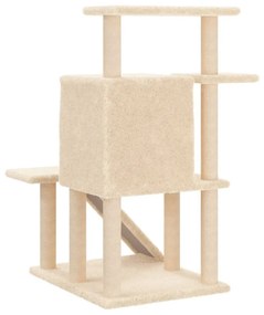 Árvore p/ gatos c/ postes arranhadores sisal 97 cm cor creme