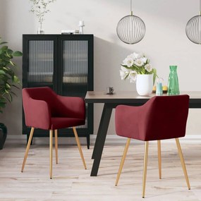vidaXL Cadeiras de jantar 2 pcs veludo vermelho tinto