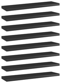vidaXL Prateleiras para estante 8 pcs 40x10x1,5cm contraplacado preto