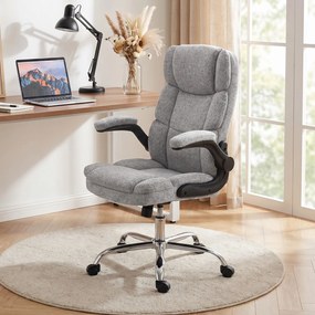 Cadeira de escritório com função de massagem e aquecimento, cadeira de escritório ergonómica com altura ajustável e função de balanço, cinzenta
