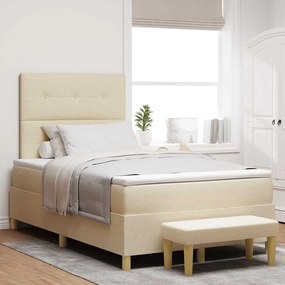vidaXL Cama Box com colchão com cabeceira Creme 120 x 190 cm tecido