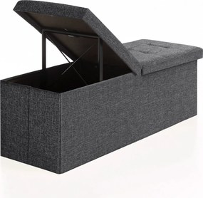 Banco com espaço de arrumação, baú rebatível, 38 x 110 x 38 cm cinzento