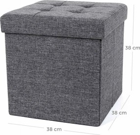 Banco de assento pequeno com arrumação 38 x 38 x 38 cm cinzento escuro