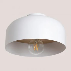 Plafon De Teto Em Ferro E Madeira De Pinho Biernis Branco - Sklum