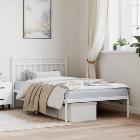 Estrutura de cama em metal com cabeceira 107x203 cm branco