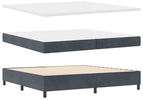 Cama Box Spring com Colchão &amp; Banco Cinza Escuro 200x200 cm Veludo