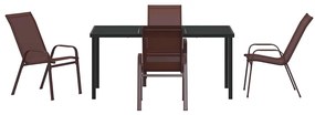 Conjunto de Jantar de Jardim com 5 Peças, Marrom, Textileno e Aço