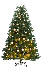 vidaXL Árvore Natal artificial articulada c/ 300 luzes LED+bolas 180cm