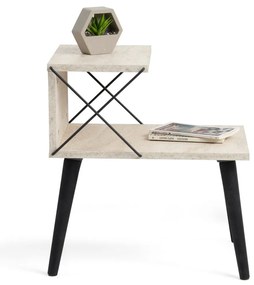 Mesa de Cabeceira Cross – Preto Travertino – 50x55x40 cm