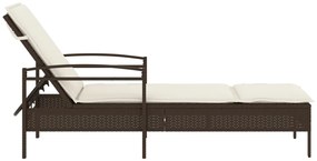 Espreguiçadeira com almofadão 63x200x81 cm vime PE castanho