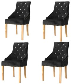 vidaXL Cadeiras de jantar 4 pcs carvalho maciço e veludo preto