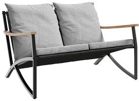 5 pcs conjunto mobiliário de varanda com almofadões aço preto
