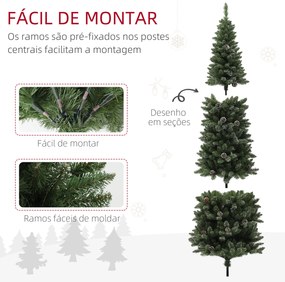 Árvore de Natal 225 cm Árvore de Natal Artificial com 980 Ramos e Suporte de Metal Árvore de Natal para Interior Verde