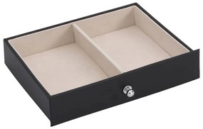 Caixa para jóias de 6 camadas com espelho com fechadura Preto