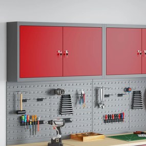 Armário de Ferramentas VidaXL Montado na Parede Vermelho 100x20x55 cm