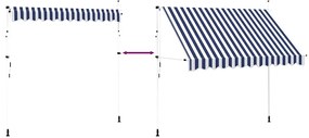 Toldo retrátil manual 300 cm riscas azuis e brancas