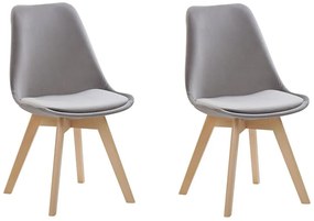 Conjunto de 2 cadeiras de jantar em veludo cinzento DAKOTA II Beliani