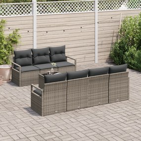 Conjunto de Sofás de Jardim vidaXL 8 Peças com Almofadas Cinzentas de