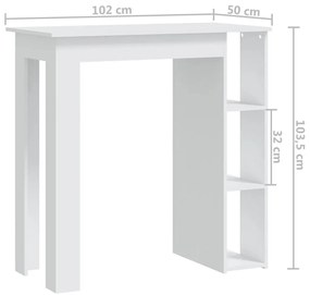 Mesa de bar com prateleiras derivados de madeira branco