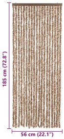 Cortina anti-insetos 56x185 cm chenille bege e castanho-escuro