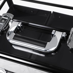 Mala de cosméticos 30 x 23,5 x 20 cm preta e transparente