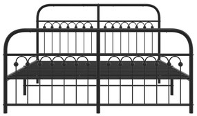 Estrutura de cama com cabeceira e pés 150x200 cm metal preto