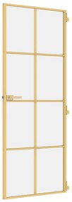 Porta interior 76x201,5 cm vidro temperado e alumínio dourado