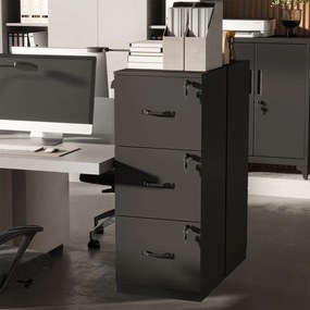 Armário de gavetas escritório em madeira 40 x 41 x 103 cm preto