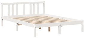 Estrutura de cama com cabeceira 160x200 cm pinho maciço branco