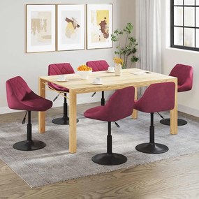 vidaXL Cadeiras de jantar giratórias 6 pcs veludo vermelho tinto