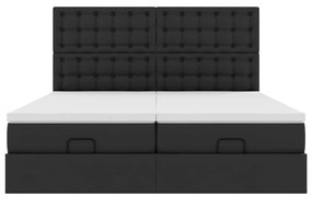 Estrutura de cama otomana com colchões pele artificial preta