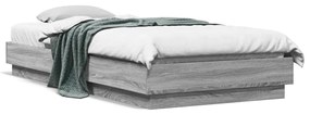 vidaXL Estrutura de cama com luzes LED 100x200 cm cinzento sonoma