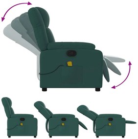Poltrona de massagens reclinável tecido verde-escuro