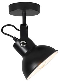 Luminária de parede e teto industrial preta inclinável - Guida