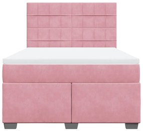Cama com molas/colchão 140x200 cm veludo rosa