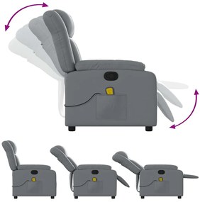 Poltrona de massagens reclinável couro artificial cinzento